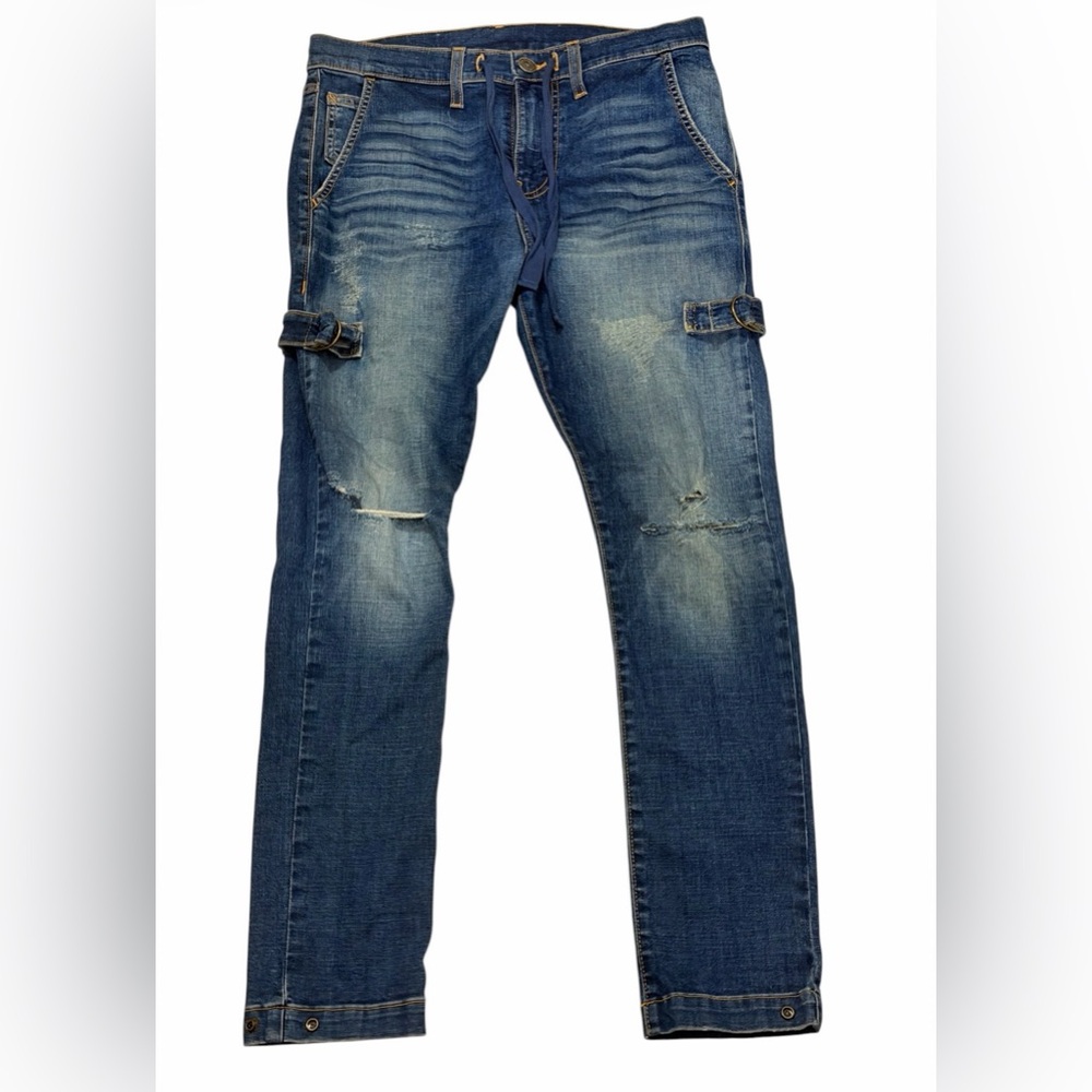 Original True Religion Slim Straight Distressed Blue Jeans